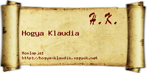 Hogya Klaudia névjegykártya